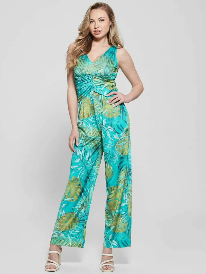Dresses and Jumpsuits Eco Poplia Printed Jumpsuit Original Teal Monstera 8211 GUESS Women Dresses and Jumpsuits Eco Poplia Printed Jumpsuit Original Teal Monstera 8211 GUESS Women