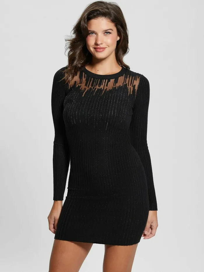Dresses and Jumpsuits GUESS Women Claudine Shimmer Sweater Dress Black Dresses and Jumpsuits GUESS Women Claudine Shimmer Sweater Dress Black