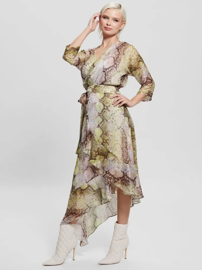 Dresses and Jumpsuits GUESS Women Eco Ensley Wrap Dress Glam Snake Print