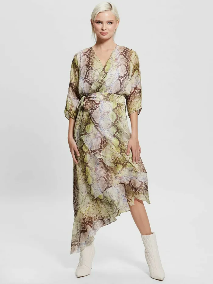 Dresses and Jumpsuits GUESS Women Eco Ensley Wrap Dress Glam Snake Print Dresses and Jumpsuits GUESS Women Eco Ensley Wrap Dress Glam Snake Print