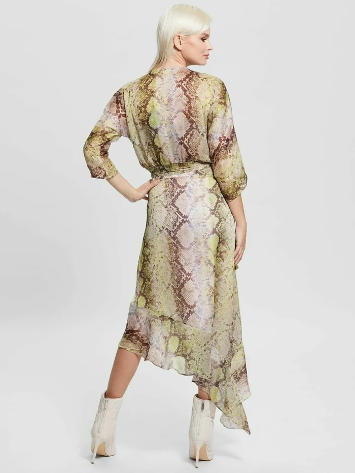 Dresses and Jumpsuits GUESS Women Eco Ensley Wrap Dress Glam Snake Print Dresses and Jumpsuits GUESS Women Eco Ensley Wrap Dress Glam Snake Print