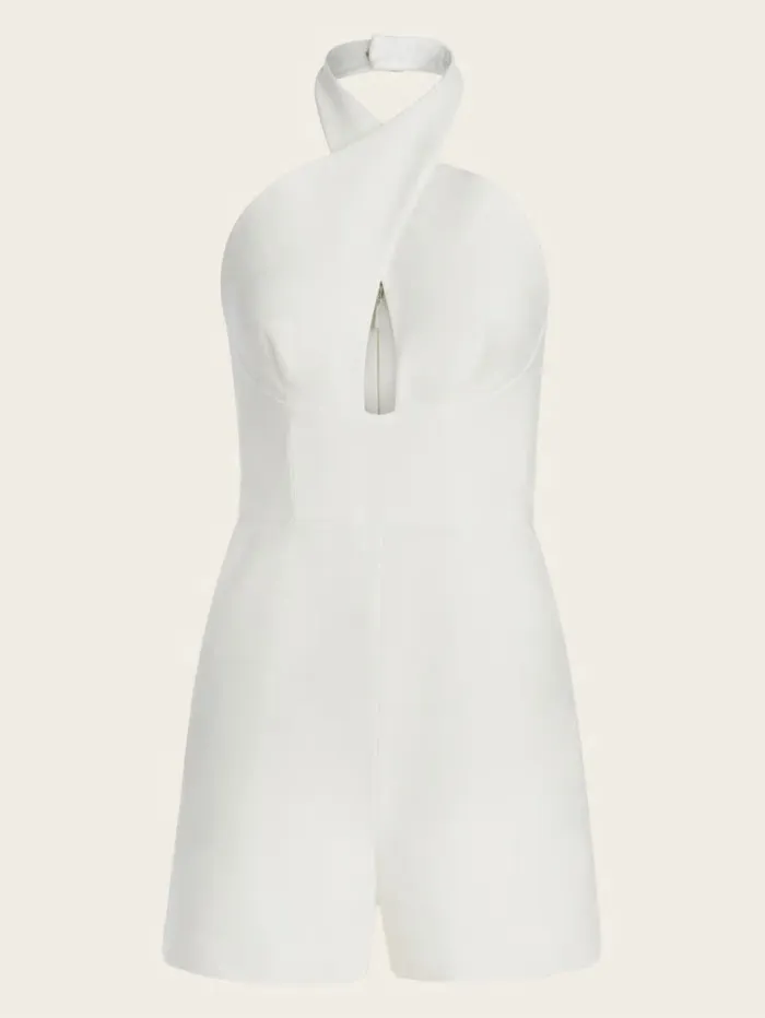 Dresses and Jumpsuits Iris Halter Romper Pale Pearl 8211 GUESS Women Dresses and Jumpsuits Iris Halter Romper Pale Pearl 8211 GUESS Women