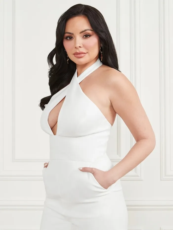 Dresses and Jumpsuits Iris Halter Romper Pale Pearl 8211 GUESS Women Dresses and Jumpsuits Iris Halter Romper Pale Pearl 8211 GUESS Women