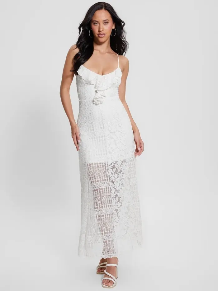 Dresses and Jumpsuits Kellie Lace Maxi Dress Cream White 8211 GUESS Women