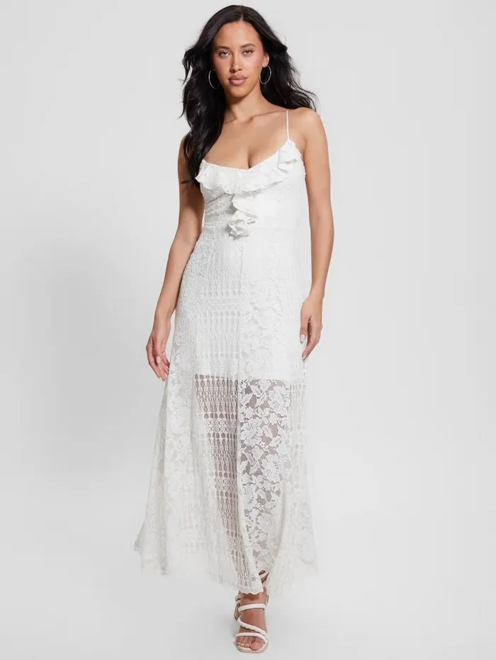Dresses and Jumpsuits Kellie Lace Maxi Dress Cream White 8211 GUESS Women Dresses and Jumpsuits Kellie Lace Maxi Dress Cream White 8211 GUESS Women