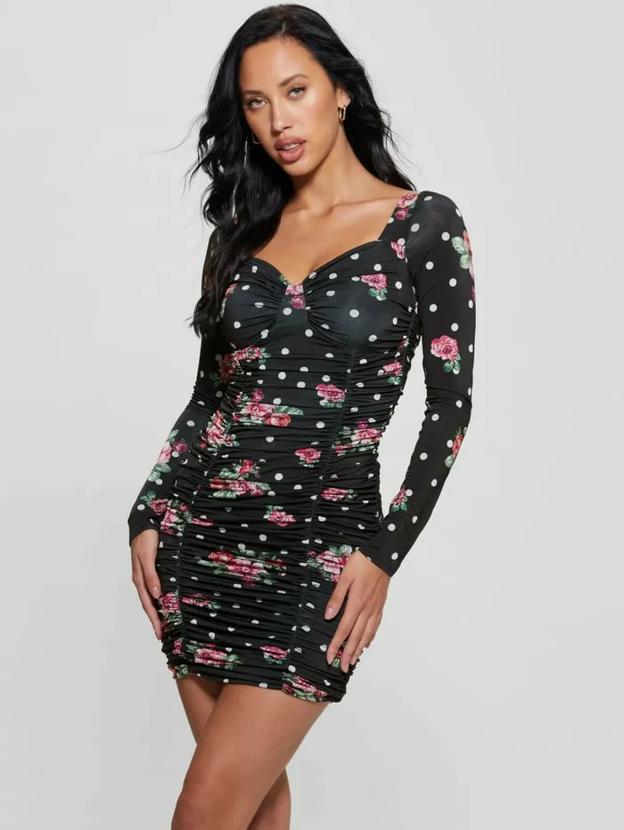 Dresses and Jumpsuits Milena Bodycon Dress Flower Polka Dots 8211 GUESS Women