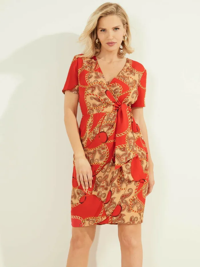 Dresses and Jumpsuits Paisley Chain Dress Paisley Chain Red GUESS Women