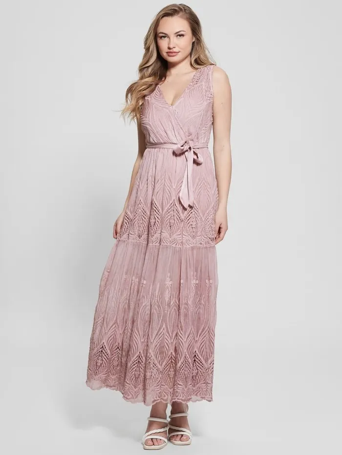 Dresses and Jumpsuits Pam Embroidered Long Dress Vintage Blush Multi GUESS Women Dresses and Jumpsuits Pam Embroidered Long Dress Vintage Blush Multi GUESS Women