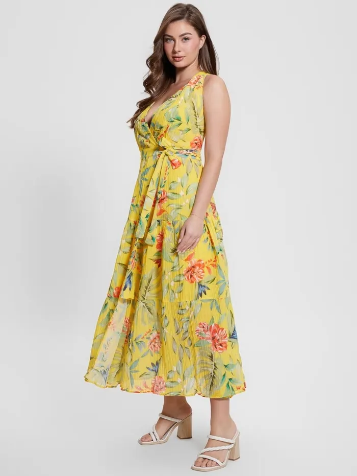 Dresses and Jumpsuits Women GUESS Eco Mara Wrap Maxi Dress Golden Hour Tropic Print Dresses and Jumpsuits Women GUESS Eco Mara Wrap Maxi Dress Golden Hour Tropic Print