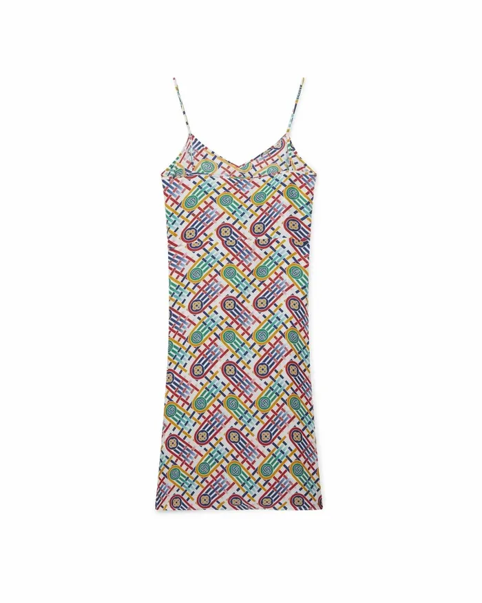 Dresses Women Casablanca Paris Tennis Monogram Silk Slip Dress
