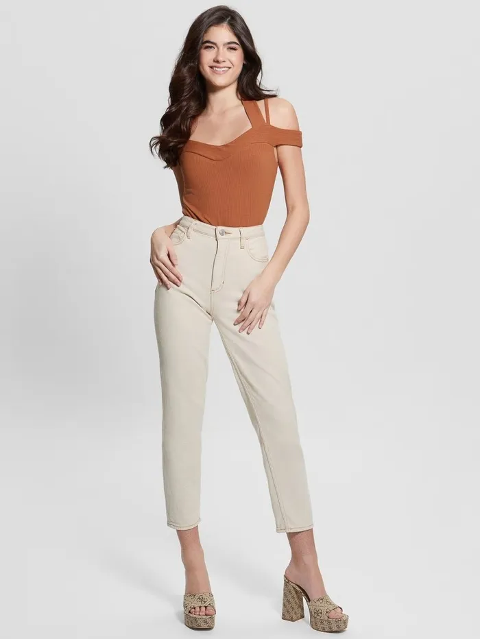Eco Cora ColdShoulder Bodysuit Fireplace Brick Women Tops GUESS Eco Cora ColdShoulder Bodysuit Fireplace Brick Women Tops GUESS