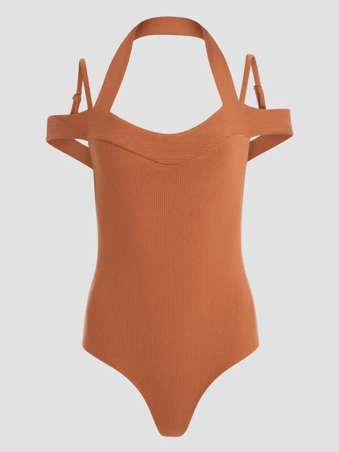 Eco Cora ColdShoulder Bodysuit Fireplace Brick Women Tops GUESS Eco Cora ColdShoulder Bodysuit Fireplace Brick Women Tops GUESS
