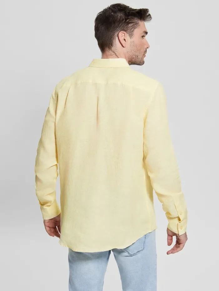 Eco Cristo Linen Military Shirt Butter Corn Multi Men Shirts GUESS Eco Cristo Linen Military Shirt Butter Corn Multi Men Shirts GUESS