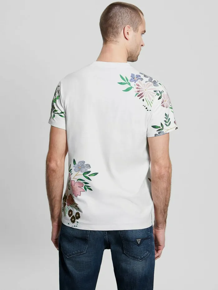 Eco Flower Logo Tee Pure White TShirts and Tanks GUESS Men Eco Flower Logo Tee Pure White TShirts and Tanks GUESS Men