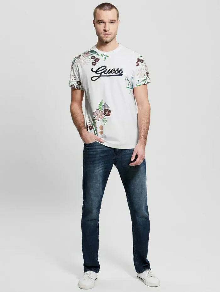 Eco Flower Logo Tee Pure White TShirts and Tanks GUESS Men Eco Flower Logo Tee Pure White TShirts and Tanks GUESS Men