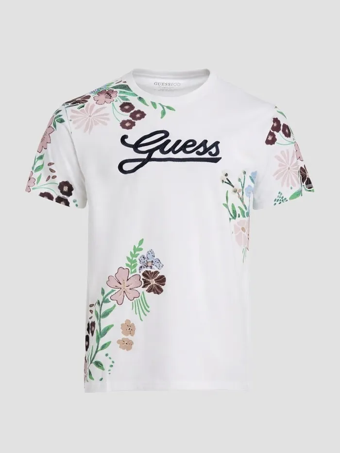 Eco Flower Logo Tee Pure White TShirts and Tanks GUESS Men Eco Flower Logo Tee Pure White TShirts and Tanks GUESS Men