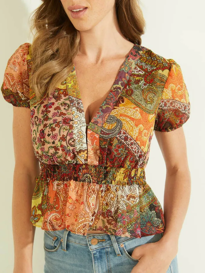 Eco Lila Paisley Top Paisley Fields Print Women Tops GUESS Eco Lila Paisley Top Paisley Fields Print Women Tops GUESS