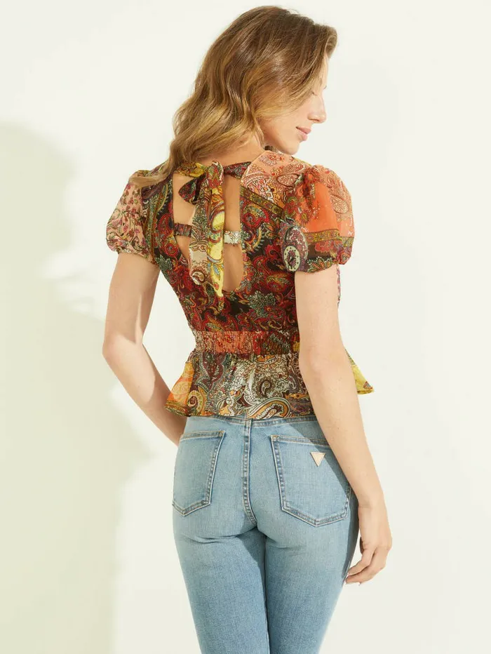 Eco Lila Paisley Top Paisley Fields Print Women Tops GUESS Eco Lila Paisley Top Paisley Fields Print Women Tops GUESS