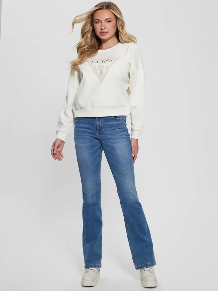 Eco Relaxed Sweatshirt Cream White Women Tops GUESS