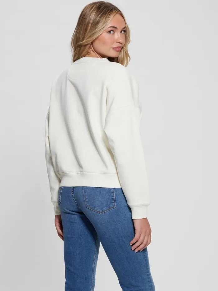 Eco Relaxed Sweatshirt Cream White Women Tops GUESS