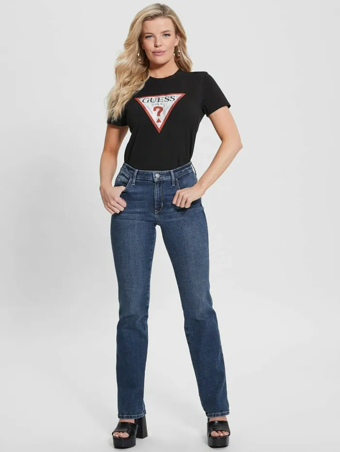 Eco Triangle Logo Tee Black Women Tops GUESS Eco Triangle Logo Tee Black Women Tops GUESS