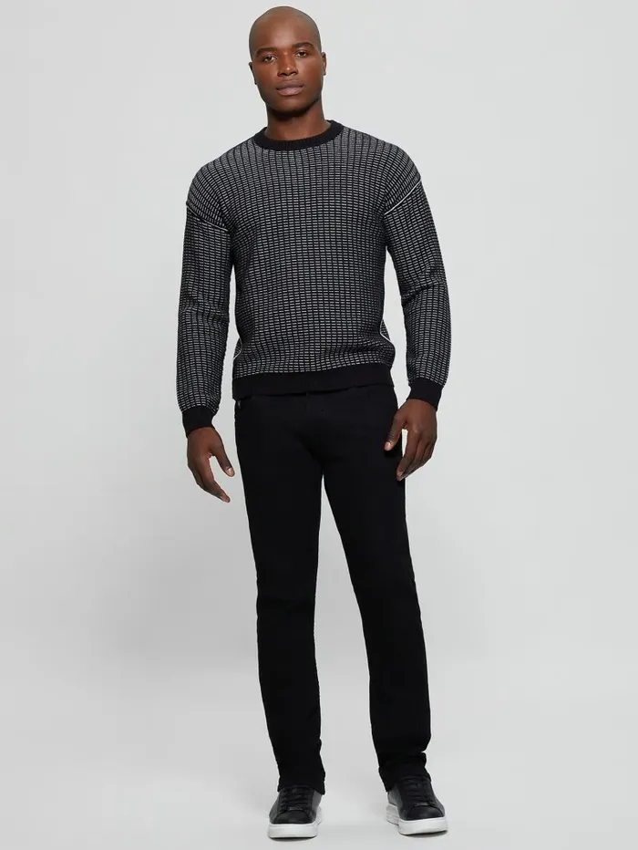 Eco TwoTone Waffle Sweater Dove WhiteJet Black Mult Hoodies and Sweaters GUESS Men