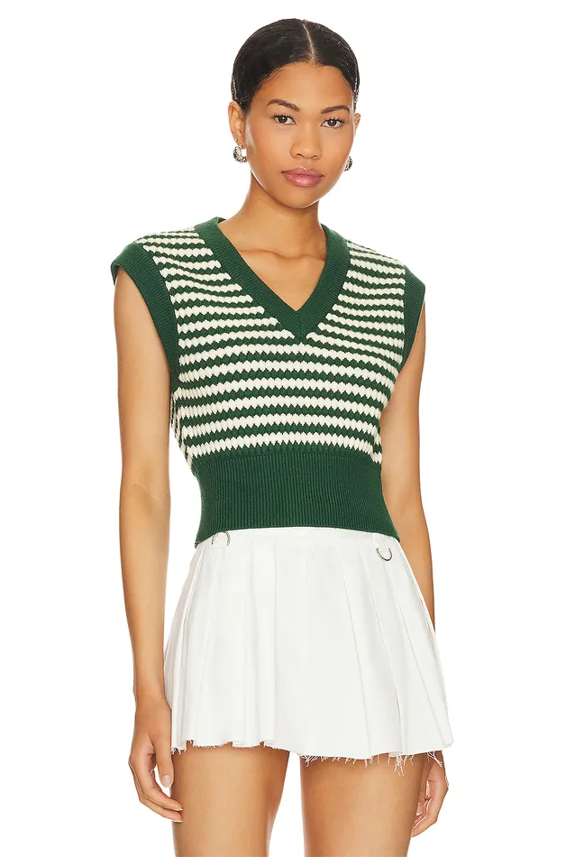 Elie Sweater Vest Green and White Women Lovers and Friends Sweaters and Knits Elie Sweater Vest Green and White Women Lovers and Friends Sweaters and Knits