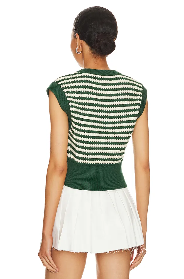 Elie Sweater Vest Green and White Women Lovers and Friends Sweaters and Knits