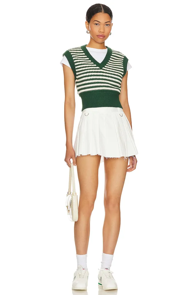 Elie Sweater Vest Green and White Women Lovers and Friends Sweaters and Knits