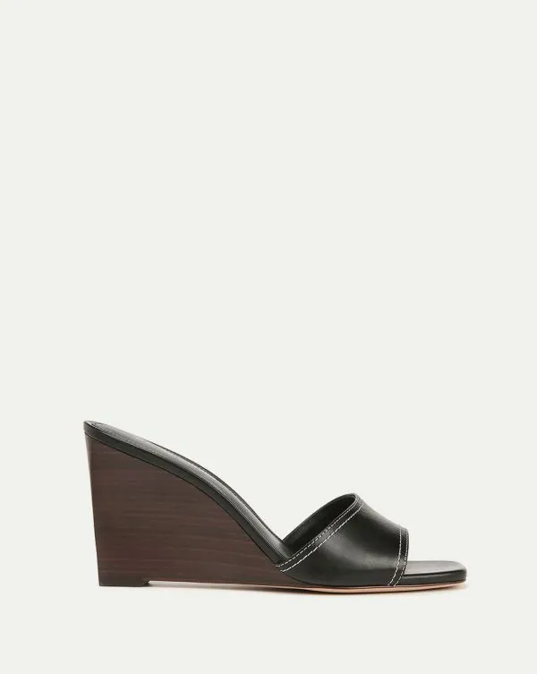 Ellen Wedge Sandal Black Women Veronica Beard Shoes