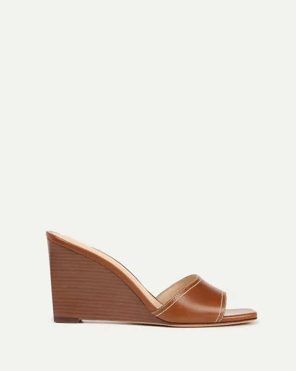 Ellen Wedge Sandal Caramel Women Veronica Beard Shoes