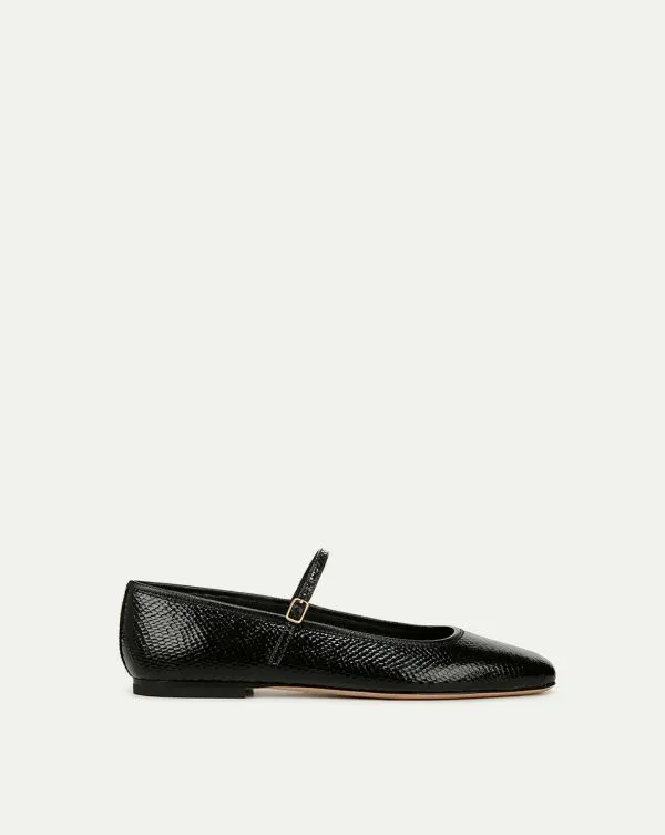 Ellie Metallic Flat Black Women Veronica Beard Shoes