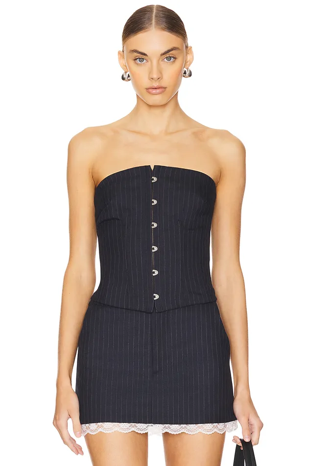 Elodie Top Grey Pinstripe Women Lovers and Friends Tops