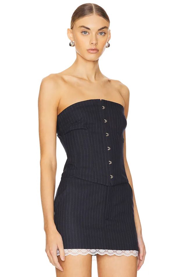 Elodie Top Grey Pinstripe Women Lovers and Friends Tops