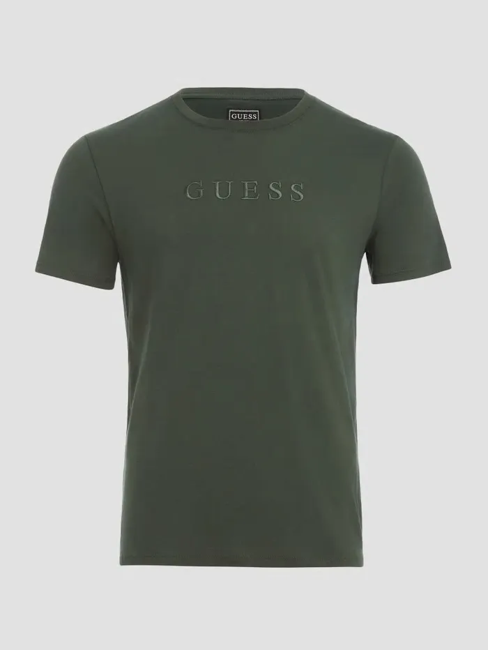 Embroidered Logo Tee Jungle Greens Men TShirts and Tanks GUESS