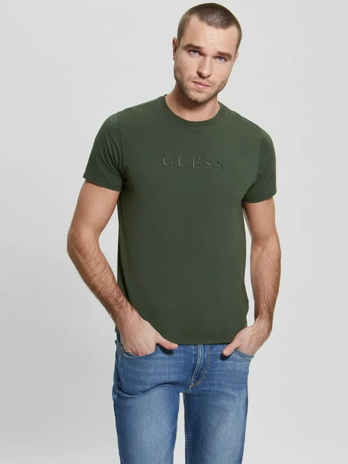 Embroidered Logo Tee Jungle Greens Men TShirts and Tanks GUESS