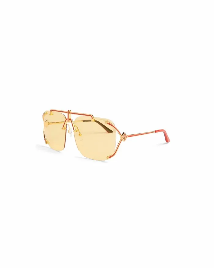 Eyewear MenWomen Casablanca Paris Gold and Red The Pilot Sunglasses