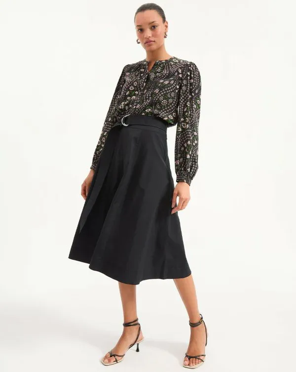 Facia ALine Skirt Black Women Veronica Beard Skirts and Shorts