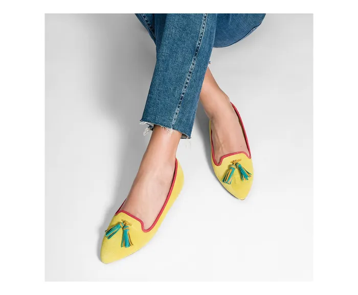 Flats and SlipOns Hush Puppies Women Sadie Tassel SlipOn Eggnog Cobra Leather