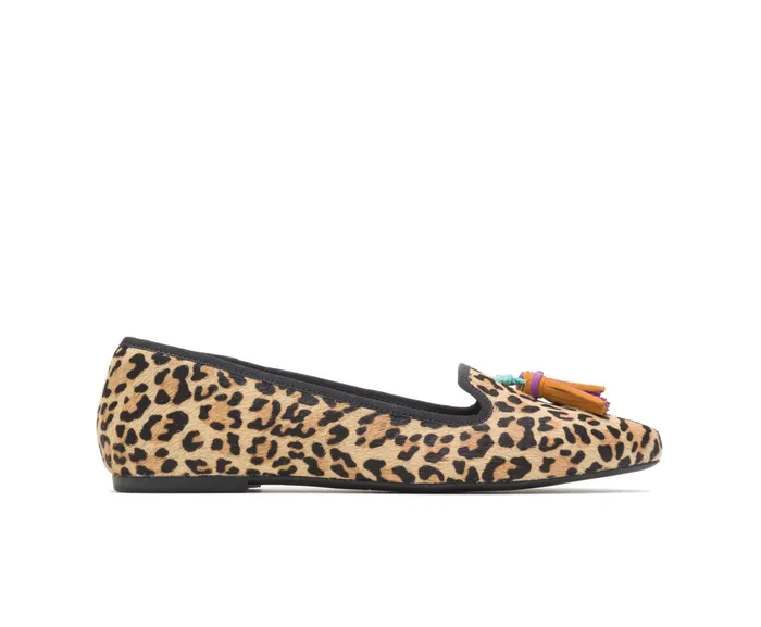 Flats and SlipOns Women Hush Puppies Sadie Tassel SlipOn Leopard Calf Hair