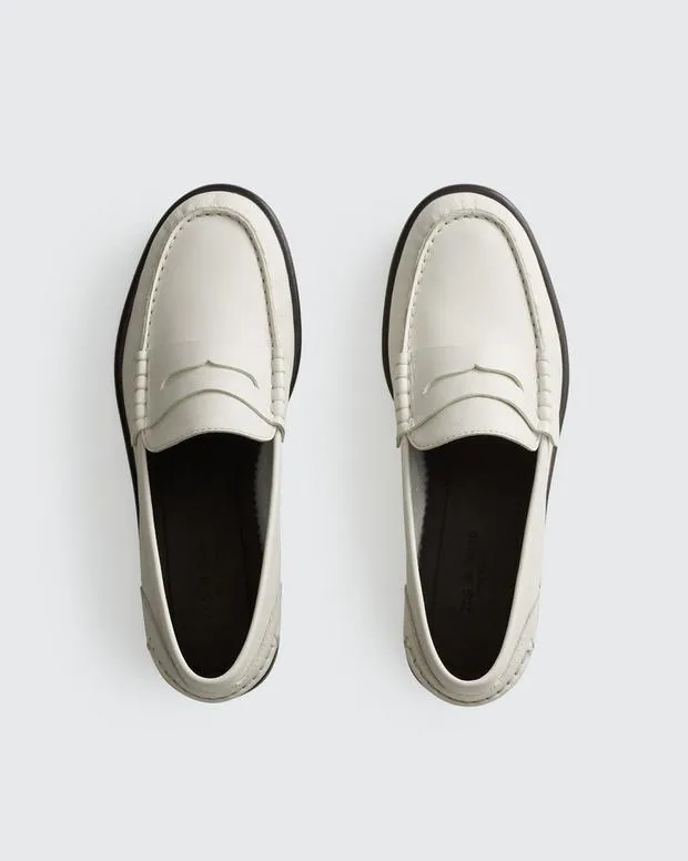Flats rag and bone Women Carter Leather Loafer Antique WhiteBlack