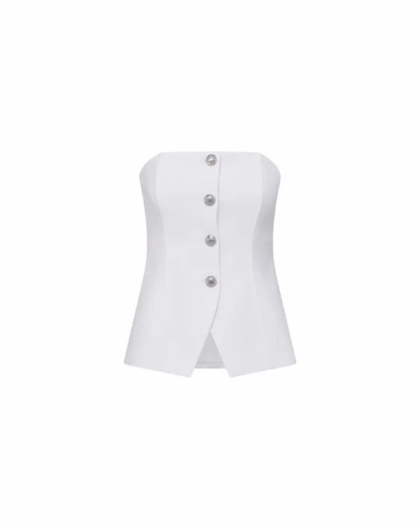 Forman Bustier Top Offwhite Women Veronica Beard Tops Forman Bustier Top Offwhite Women Veronica Beard Tops