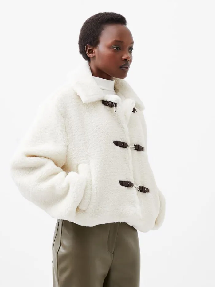 French Connection Coats and Jackets Alex Faux Fur Jacket Classic Cream 8211 Woman