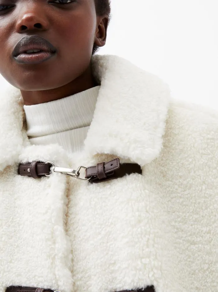 French Connection Coats and Jackets Alex Faux Fur Jacket Classic Cream 8211 Woman