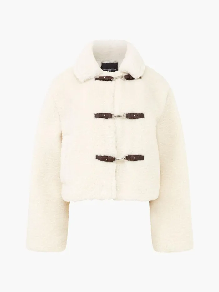 French Connection Coats and Jackets Alex Faux Fur Jacket Classic Cream 8211 Woman