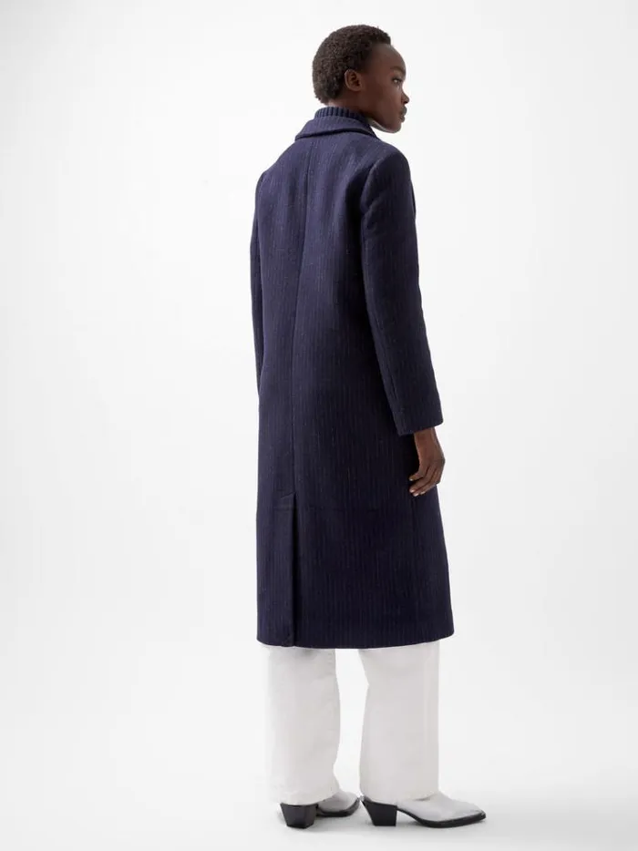 French Connection Coats and Jackets Arlana Pinstripe Coat Navy And Grey 8211 Woman