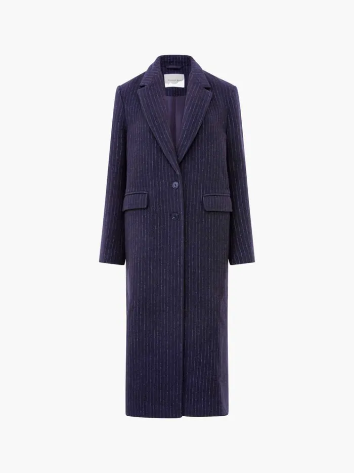 French Connection Coats and Jackets Arlana Pinstripe Coat Navy And Grey 8211 Woman