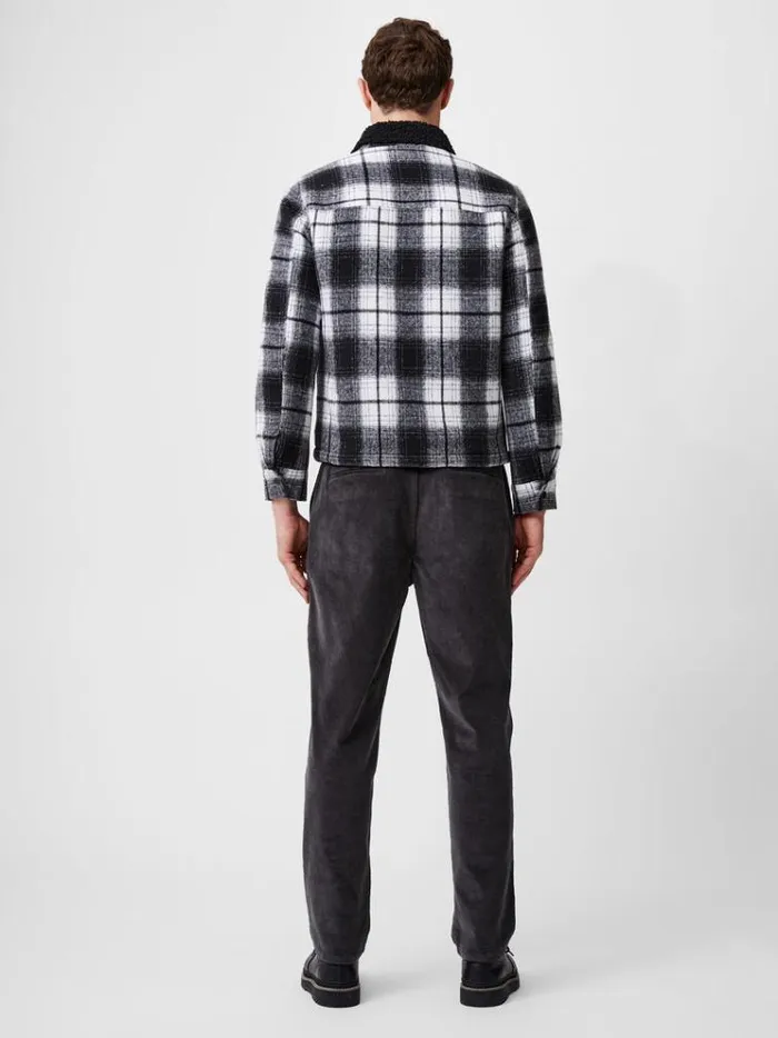 French Connection Coats and Jackets Borg Collar Checked Jacket Black White 8211 Man