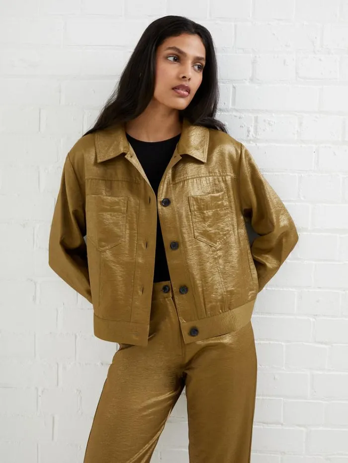 French Connection Coats and Jackets Cammie Shimmer Jacket Nutria 8211 Woman