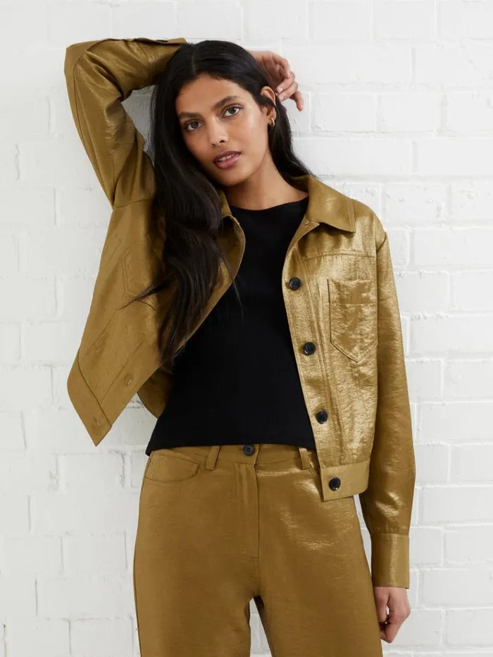 French Connection Coats and Jackets Cammie Shimmer Jacket Nutria 8211 Woman